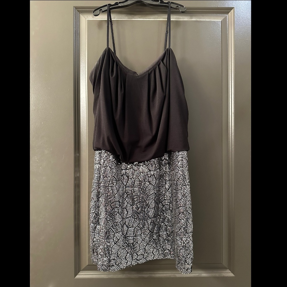 Black dress with silver sequin skirt